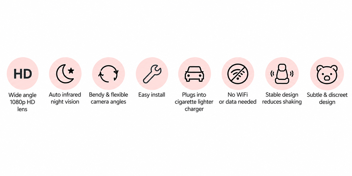 mymi baby car camera wide angle night vision stable reduces shaking